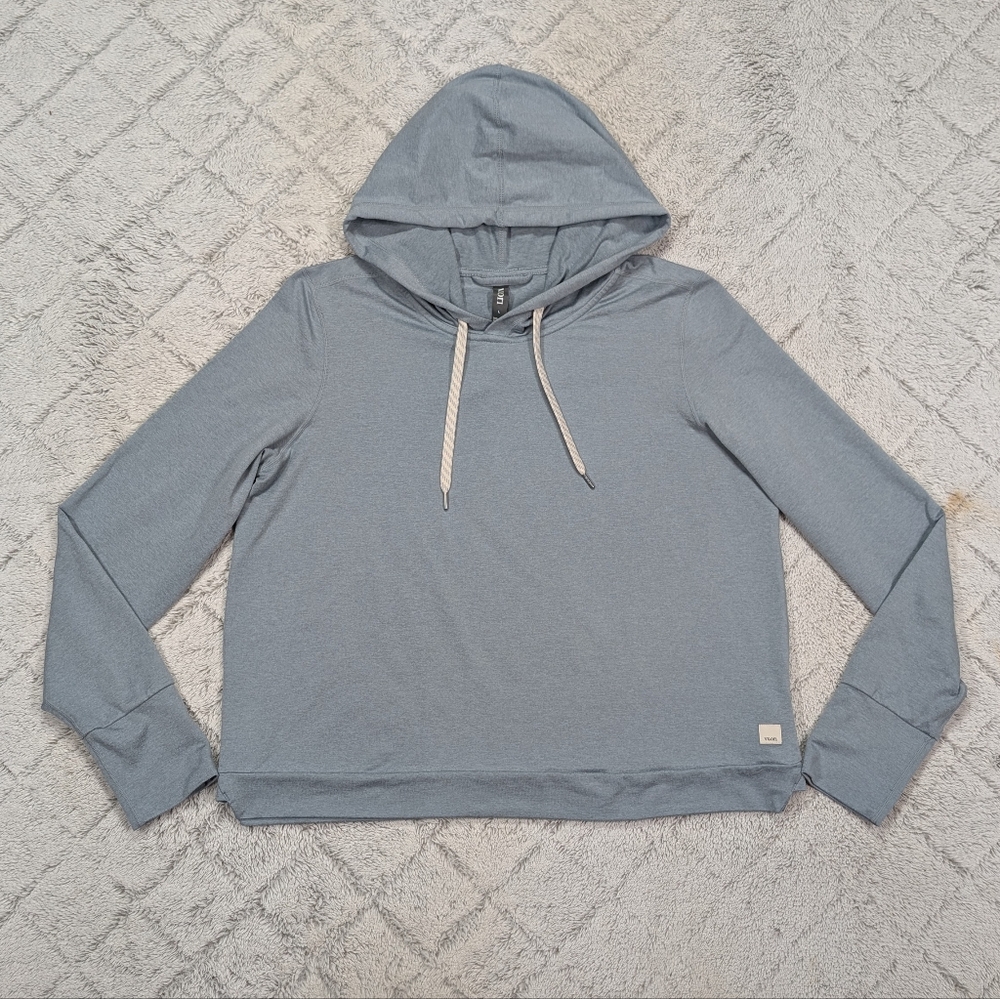 Vuori Hoodie Sweatshirt Womens L Blue Halo Essential Light Cloud Heather VW226